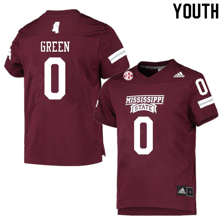 Youth #0 Jalen Green Mississippi State Bulldogs College Football Jerseys Sale-Maroon